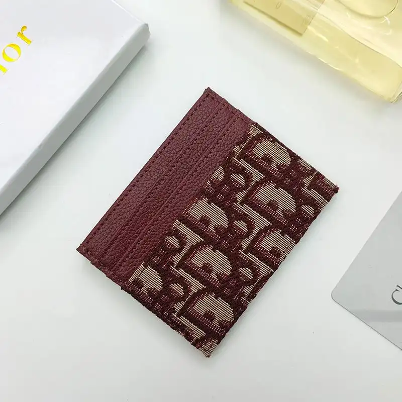 Affordable Hot Dior Card Holder Oblique Motif Canvas Burgundy