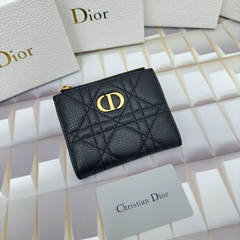 Hot Dior Caro Dahlia Card Holder Cannage Calfskin Black