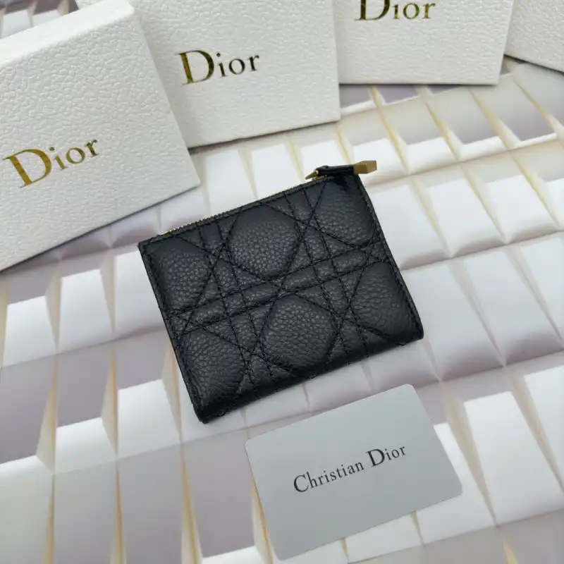 Cheap Hot Dior Caro Dahlia Card Holder Cannage Calfskin Black