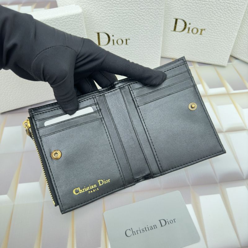 Dior Caro Dahlia Card Holder Cannage Calfskin Black Hot Sale