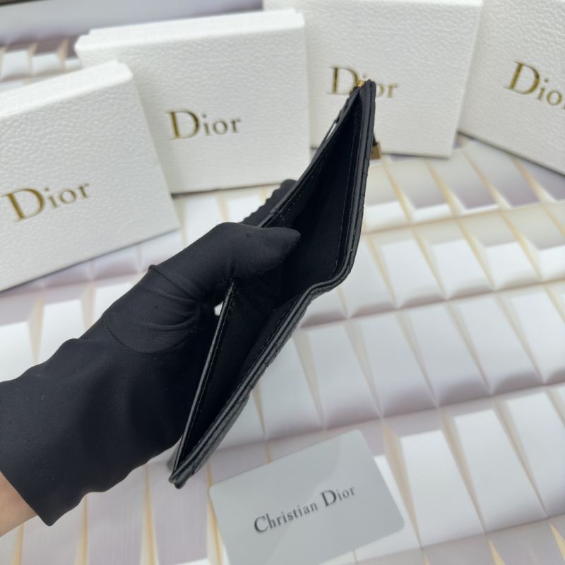 Dior Caro Dahlia Card Holder Cannage Calfskin Black Hot Sale