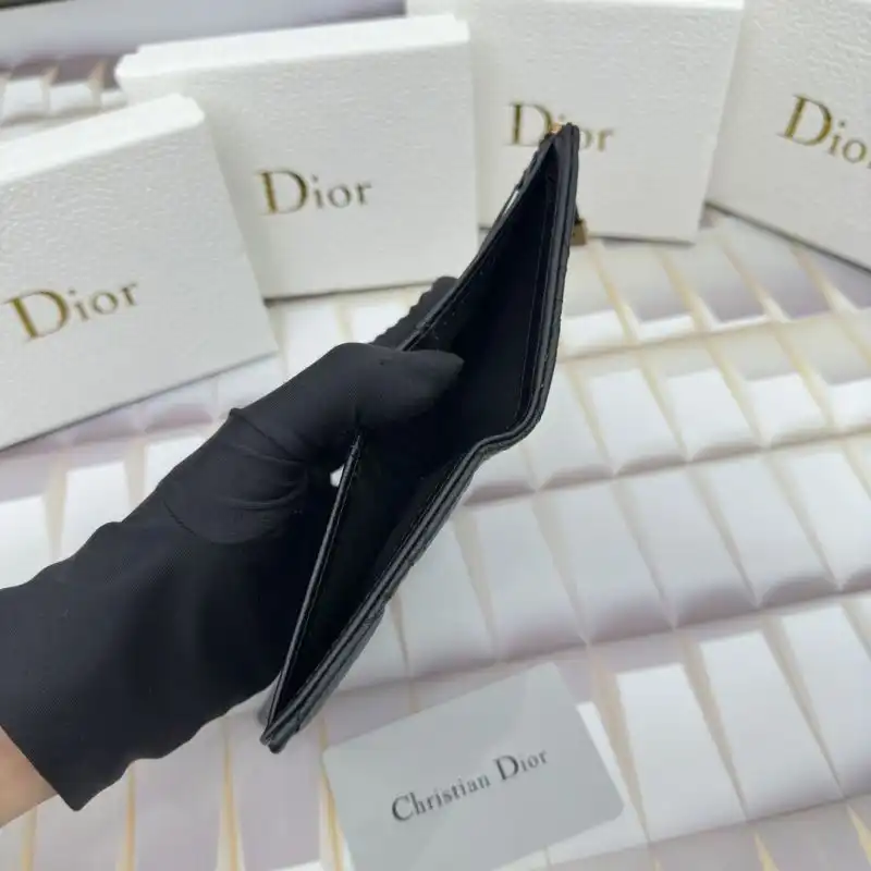 Cheap Hot Dior Caro Dahlia Card Holder Cannage Calfskin Black