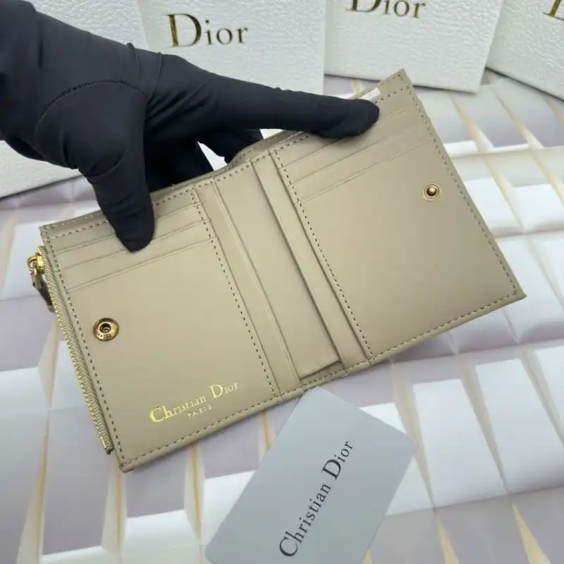 Affordable Hot Dior Caro Dahlia Card Holder Cannage Calfskin Brown