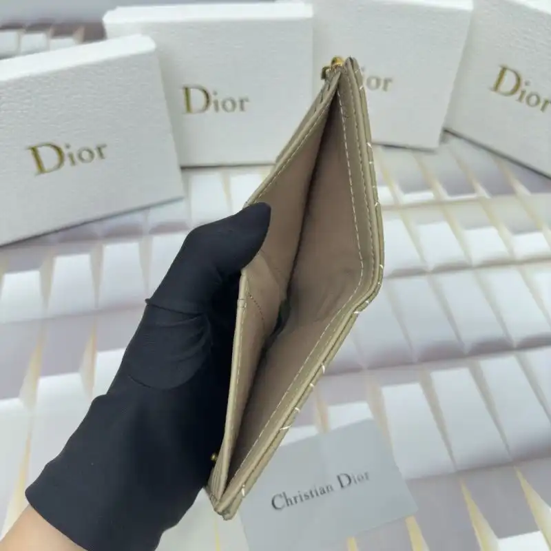 Affordable Hot Dior Caro Dahlia Card Holder Cannage Calfskin Brown