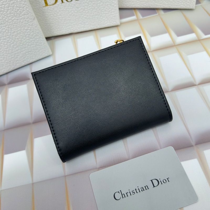 Hot Dior Caro Dahlia Card Holder Grained Calfskin Black