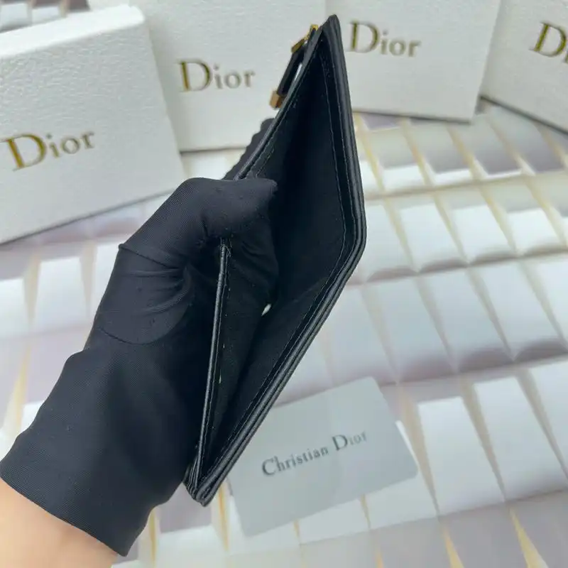 Affordable Hot Dior Caro Dahlia Card Holder Grained Calfskin Black