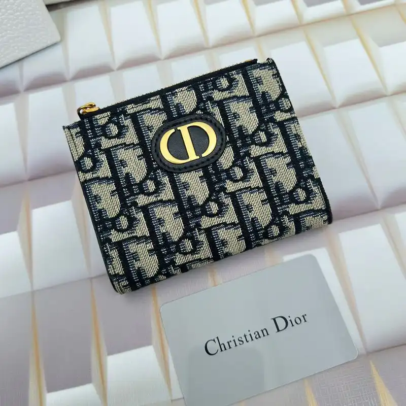 Hot Dior Caro Dahlia Card Holder Oblique Motif Canvas Calfskin Blue