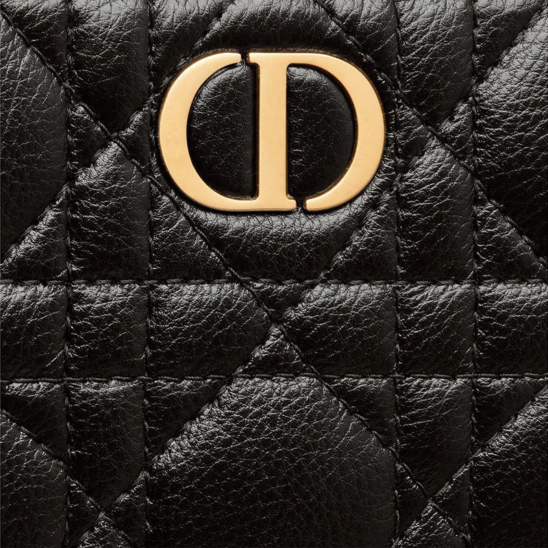 Hot Dior Caro Double Pouch Cannage Calfskin Black