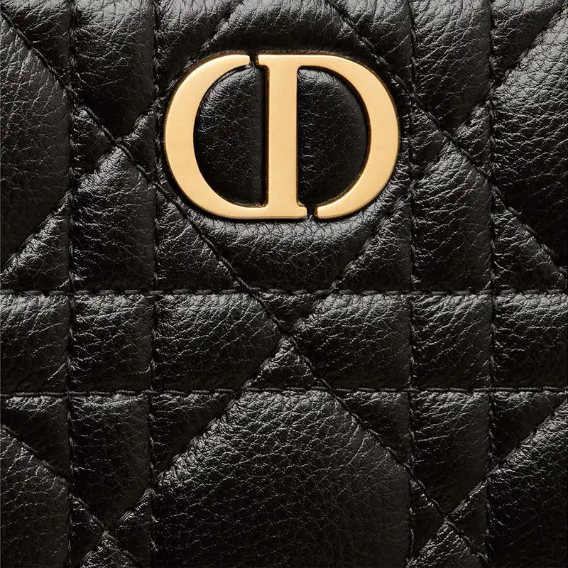 Affordable Hot Dior Caro Double Pouch Cannage Calfskin Black