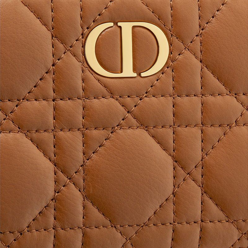 Hot Dior Caro Double Pouch Cannage Calfskin Brown