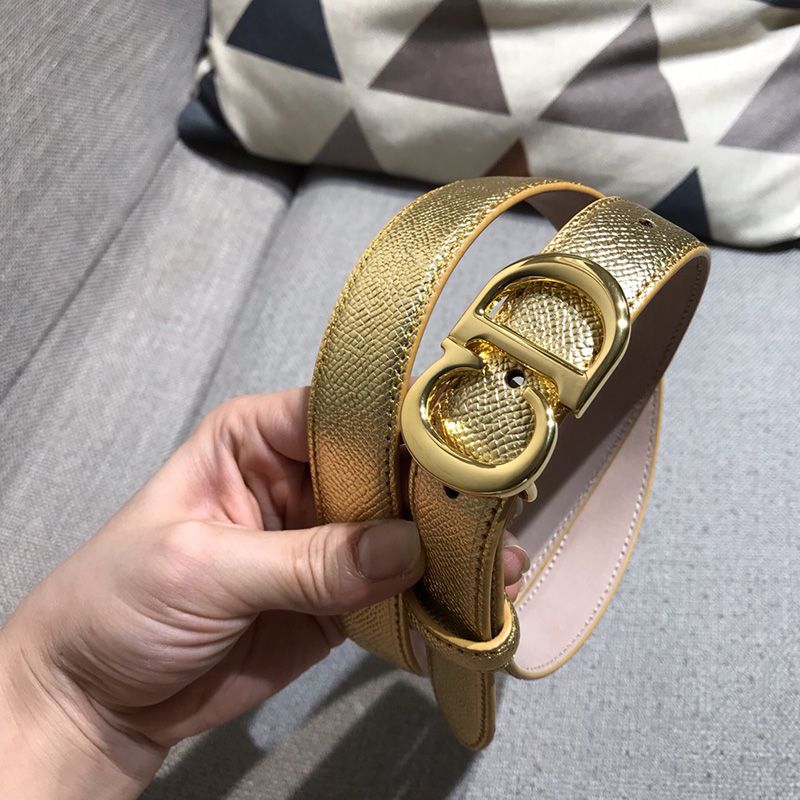 Hot Dior CD Belt Calfskin Gold