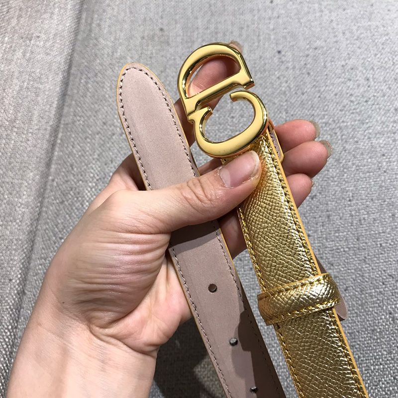 Hot Dior CD Belt Calfskin Gold