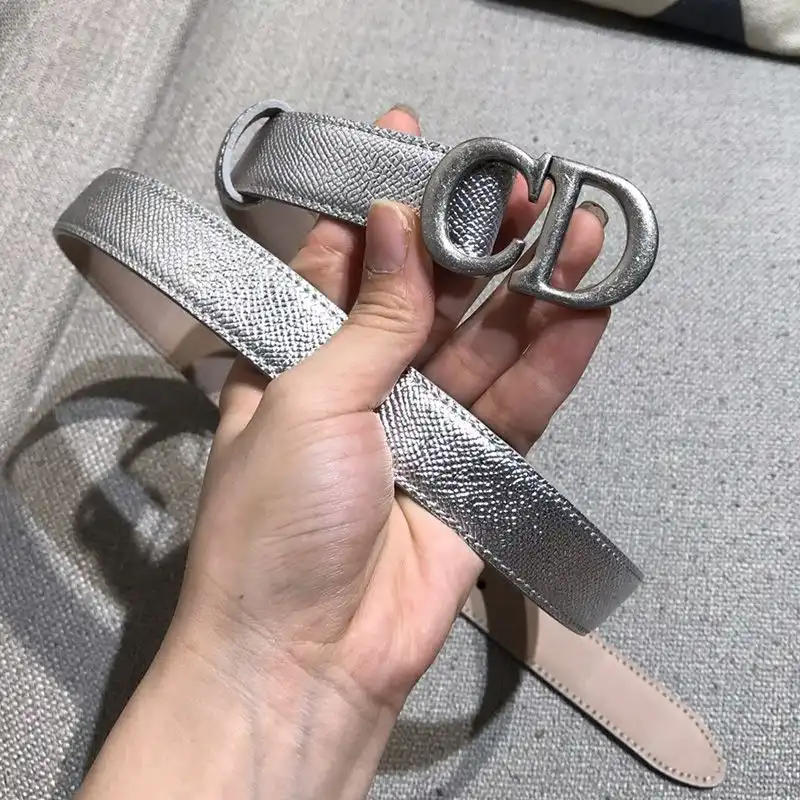 Hot Dior CD Belt Calfskin Silver