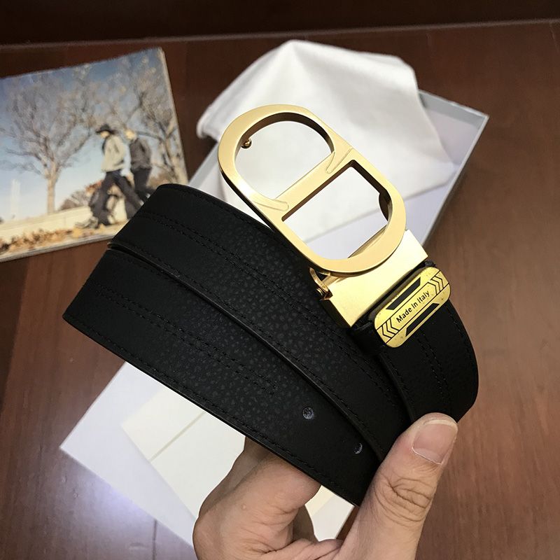 Dior CD Belt Embossed Calfskin Black Gold Hot Sale