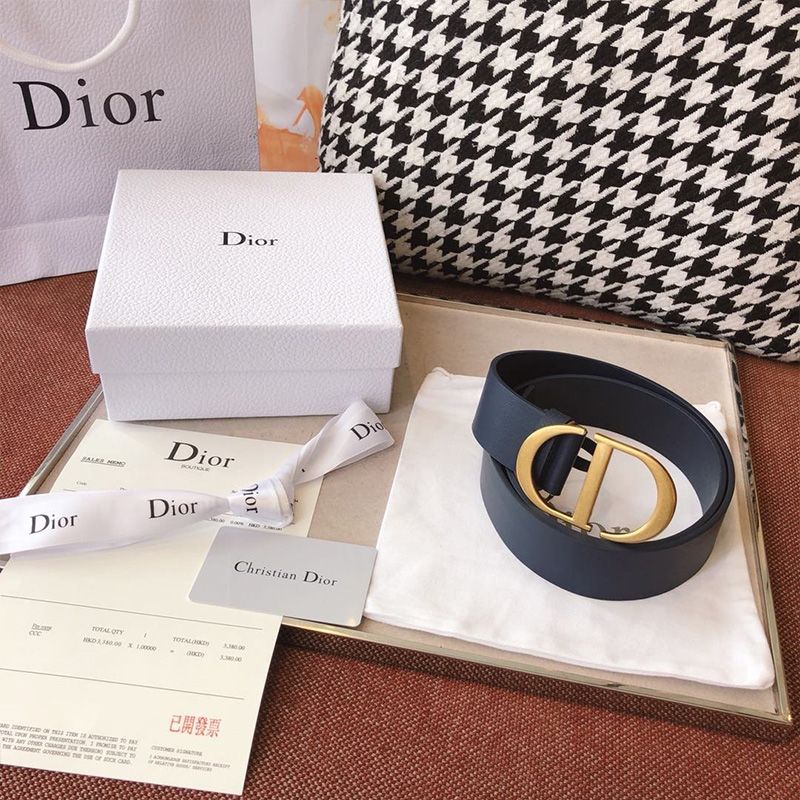 Hot Dior CD Belt Leather Blue