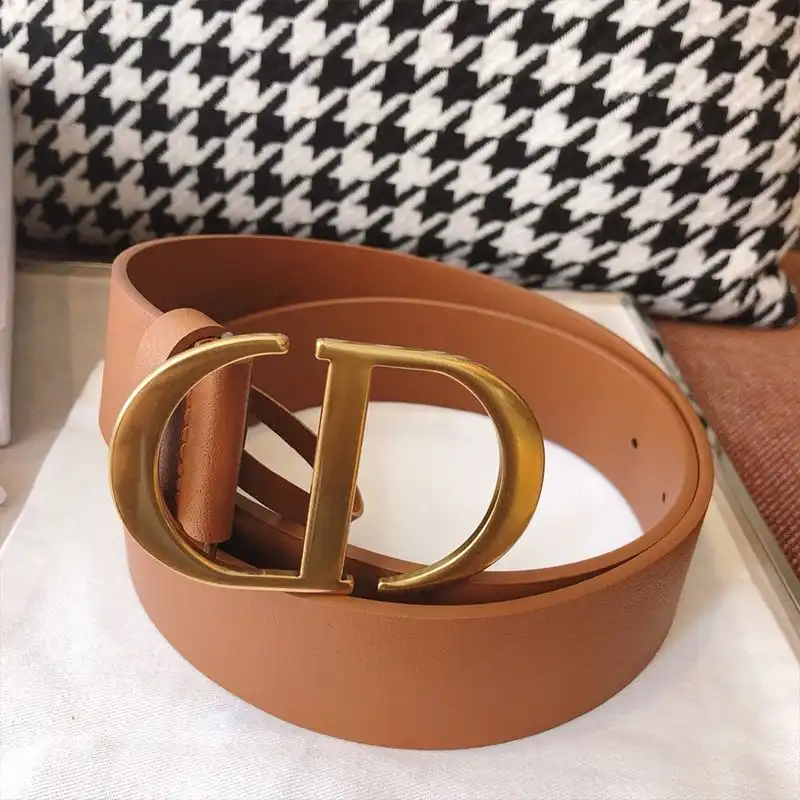 TOP Dior CD Belt Leather Brown