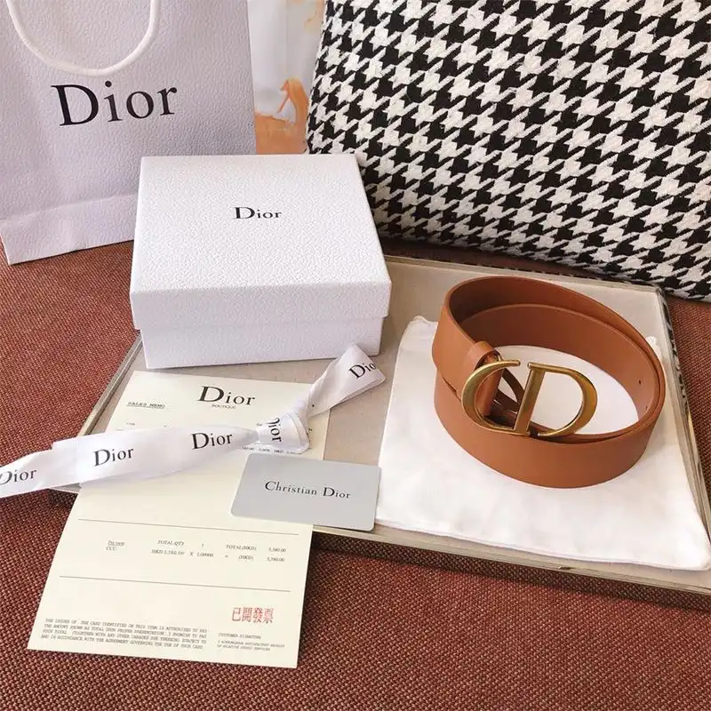 Affordable Hot Dior CD Belt Leather Brown