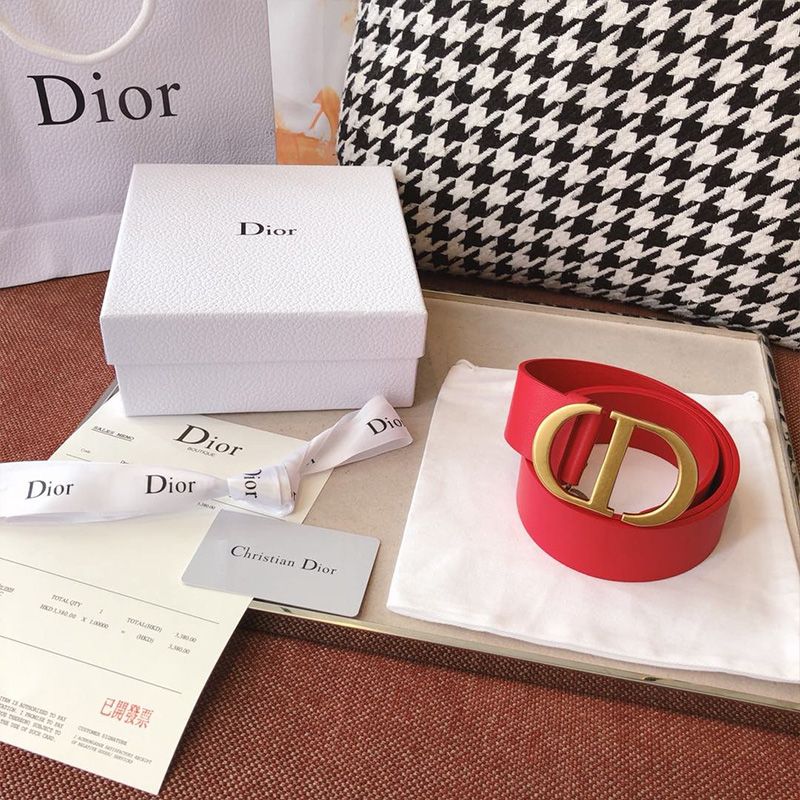 Dior CD Belt Leather Red Hot Sale