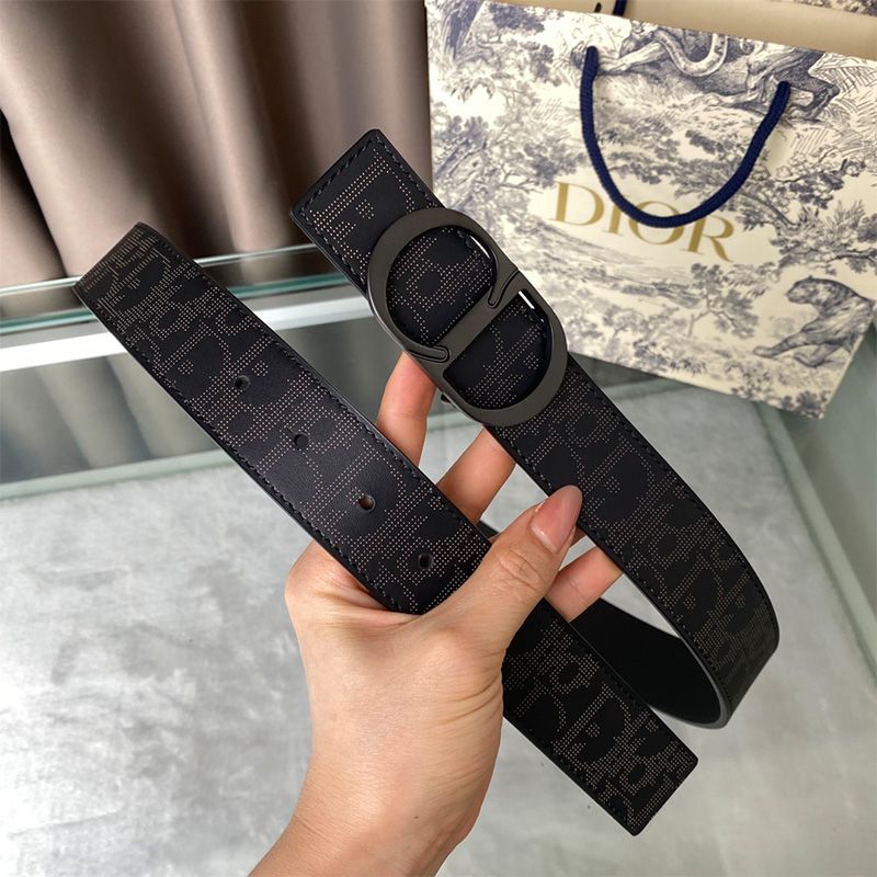 Dior CD Belt Oblique Calfskin Black Hot Sale