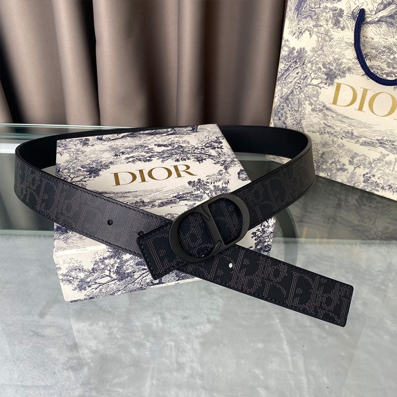 Hot Dior CD Belt Oblique Calfskin Black