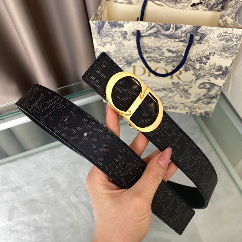 Dior CD Belt Oblique Calfskin Black Gold