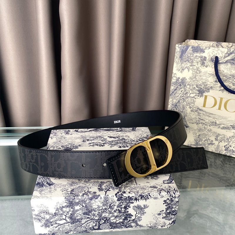 Dior CD Belt Oblique Calfskin Black Gold