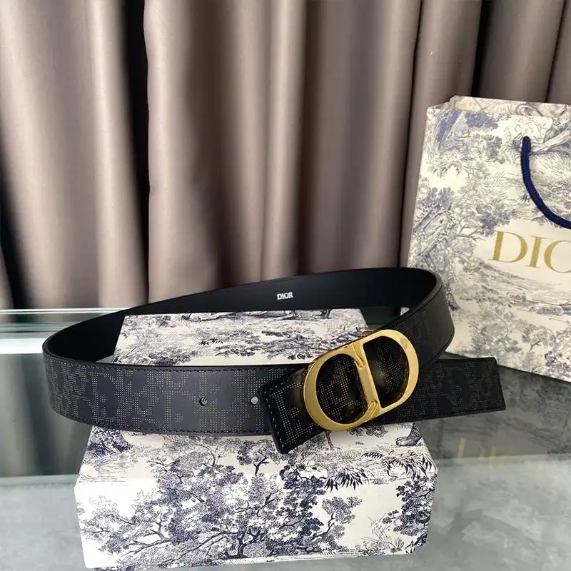 Affordable Hot Dior CD Belt Oblique Calfskin Black Gold