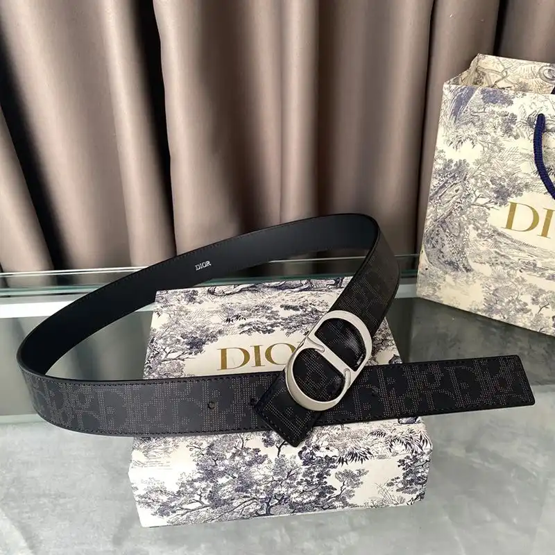 Cheap Hot Dior CD Belt Oblique Calfskin Black Silver