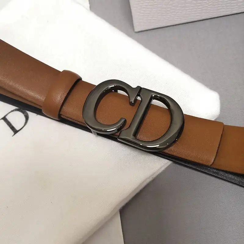 Cheap Hot Dior CD Belt Patent Calfskin Brown