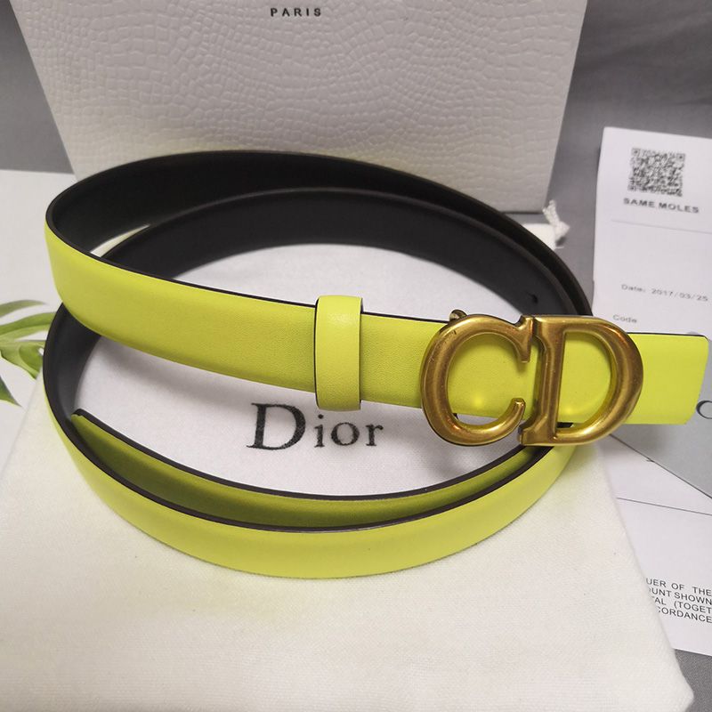 Dior CD Belt Patent Calfskin Yellow Hot Sale