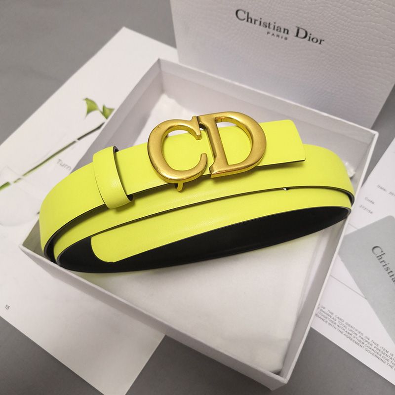 Hot Dior CD Belt Patent Calfskin Yellow