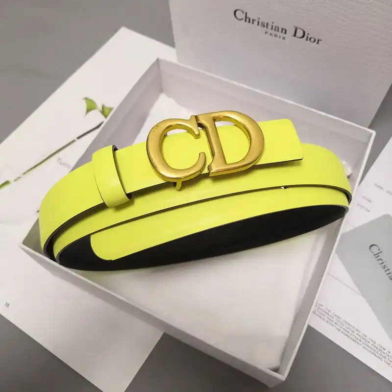 Cheap Hot Dior CD Belt Patent Calfskin Yellow