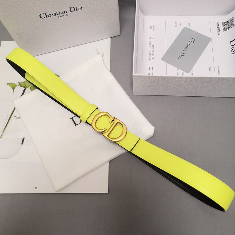 Hot Dior CD Belt Patent Calfskin Yellow