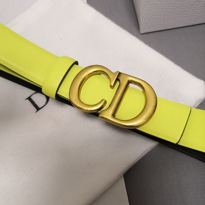 Hot Dior CD Belt Patent Calfskin Yellow