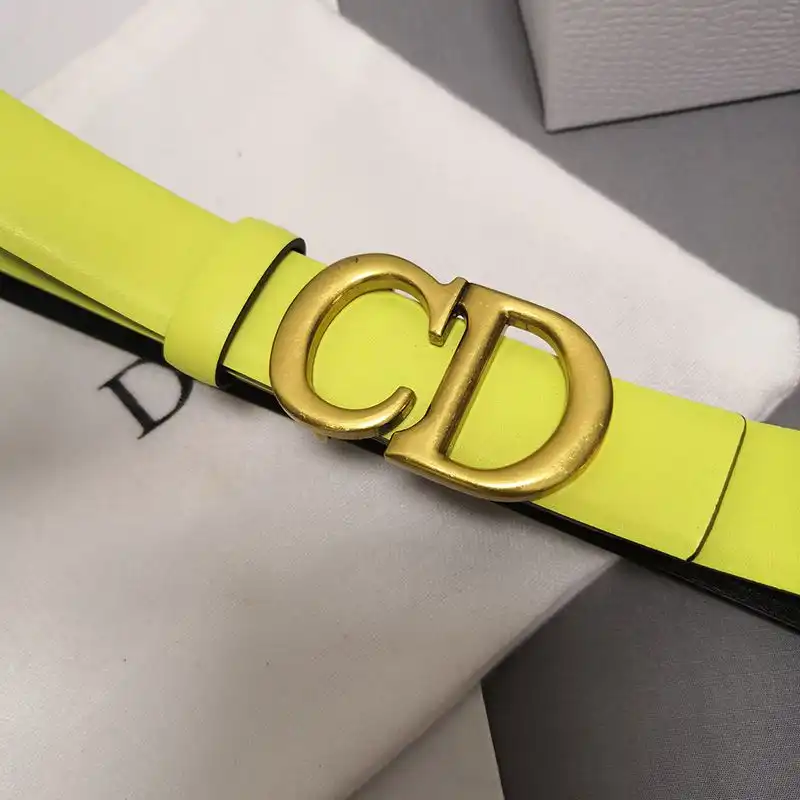 Cheap Hot Dior CD Belt Patent Calfskin Yellow