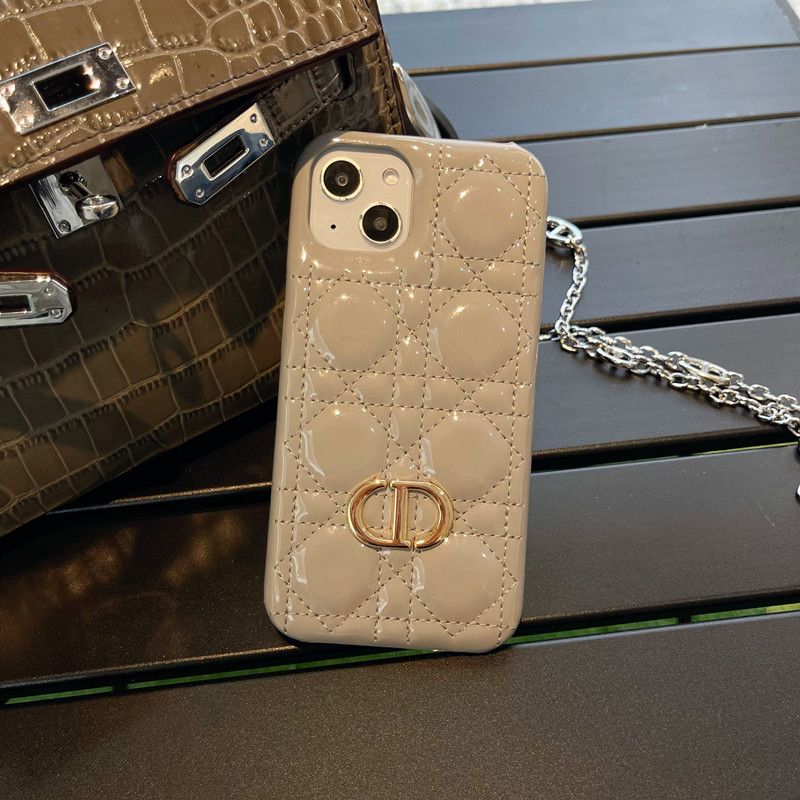 Dior CD iPhone Case Cannage Patent Leather Grey Hot Sale