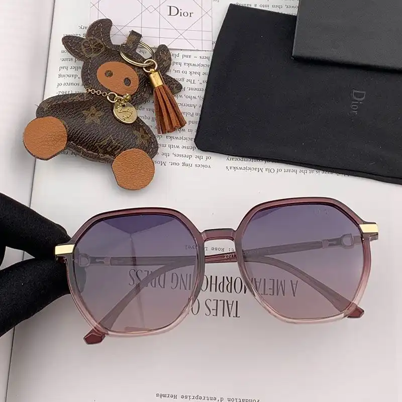 Hot Dior CD1032 Round Sunglasses In Burgundy