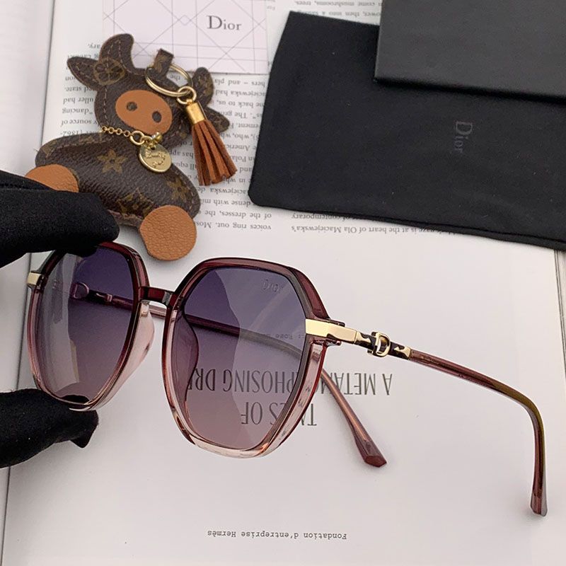 Hot Dior CD1032 Round Sunglasses In Burgundy