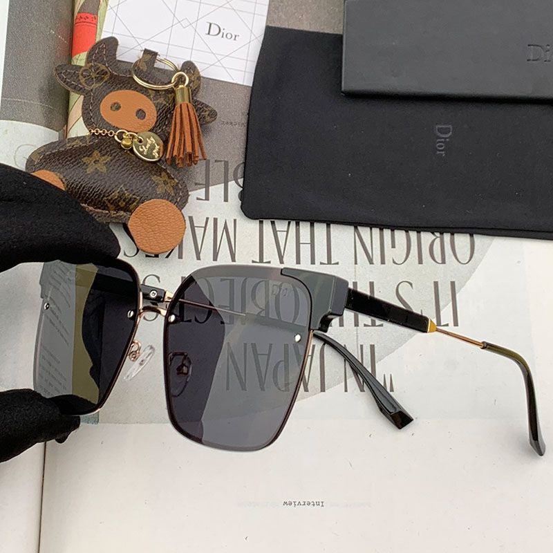 Hot Dior CD5773 Shaded Square Sunglasses In Black