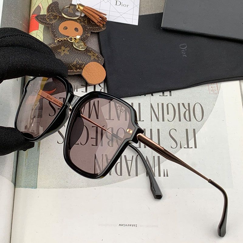 Hot Dior CD8210 Shaded Square Sunglasses In Black