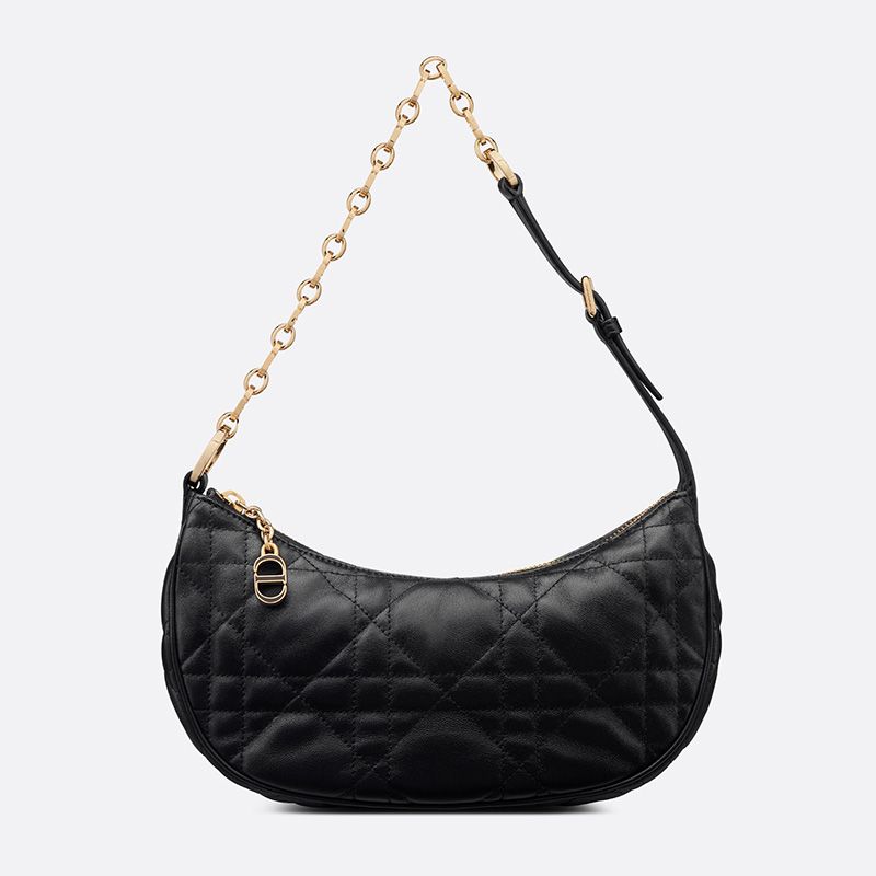 Dior CD Lounge Bag Cannage Lambskin Black Hot Sale