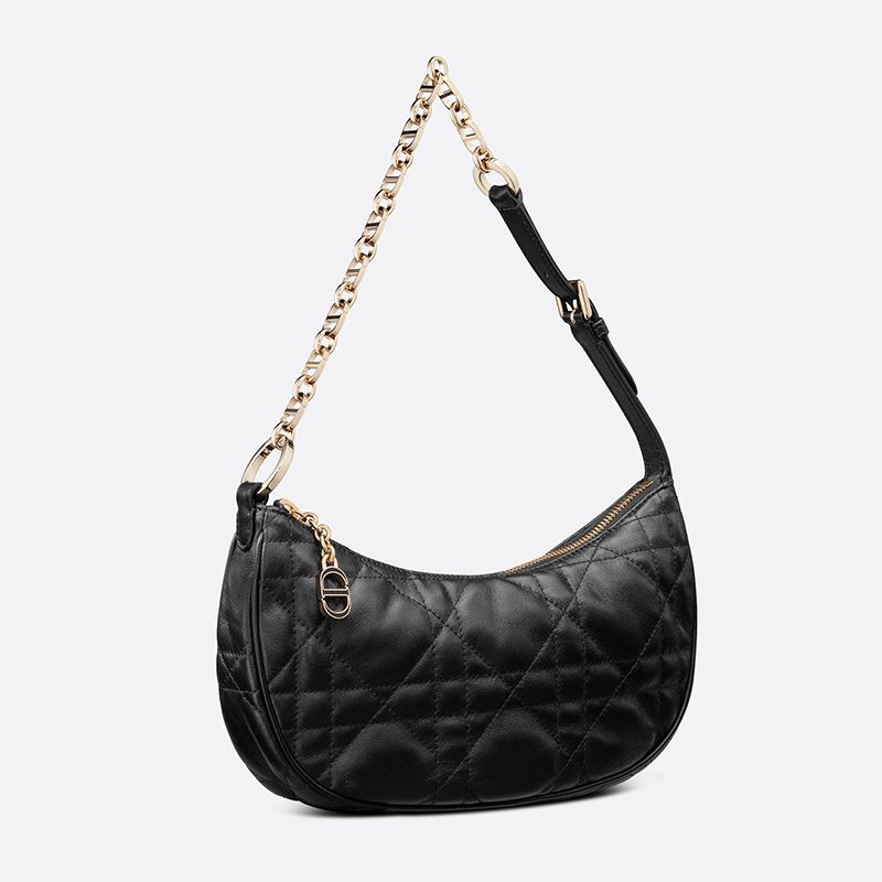 Dior CD Lounge Bag Cannage Lambskin Black Hot Sale