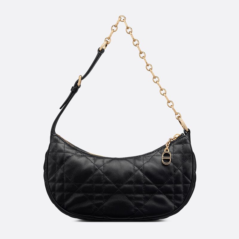 Dior CD Lounge Bag Cannage Lambskin Black Hot Sale