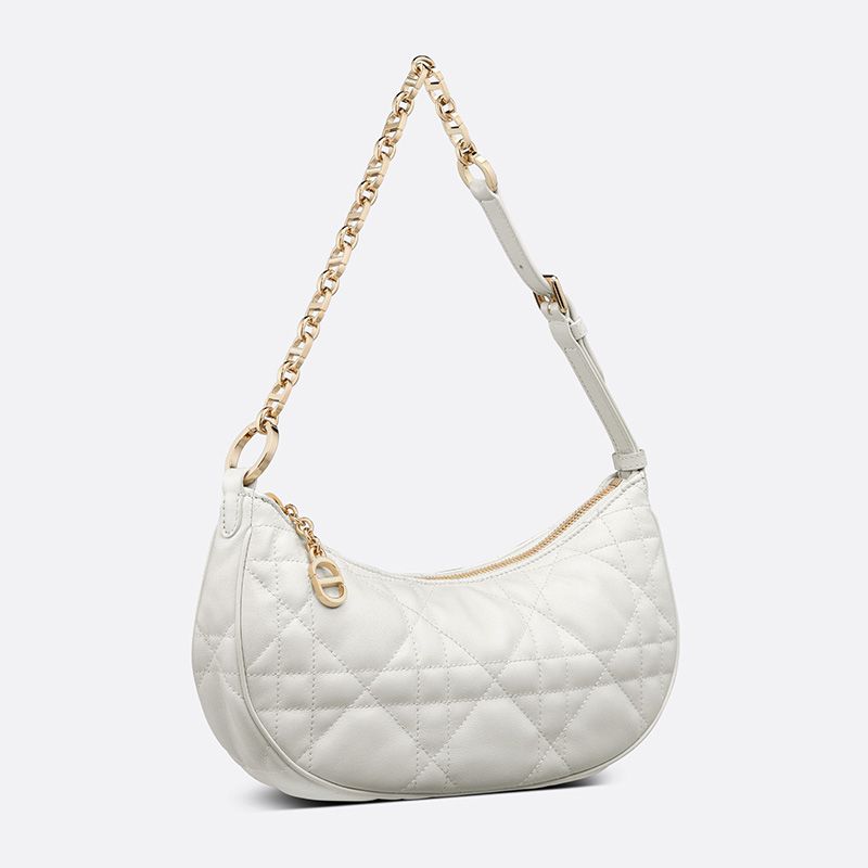 Hot Dior CD Lounge Bag Cannage Lambskin White