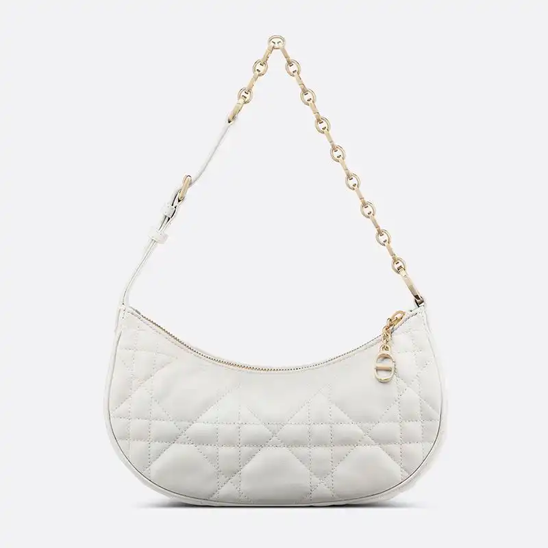 Cheap Dior CD Lounge Bag Cannage Lambskin White