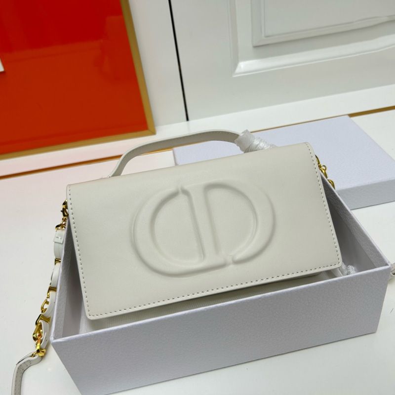 Mini Dior CD Signature Bag Calfskin White Hot Sale