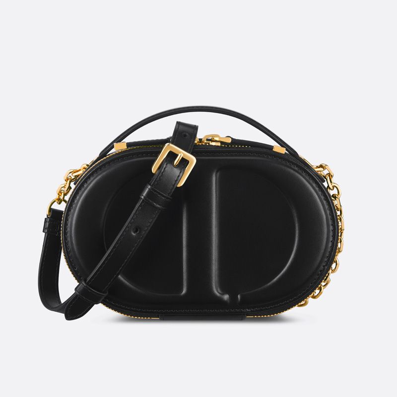 Dior CD Signature Oval Camera Bag Calfskin Black Hot Sale