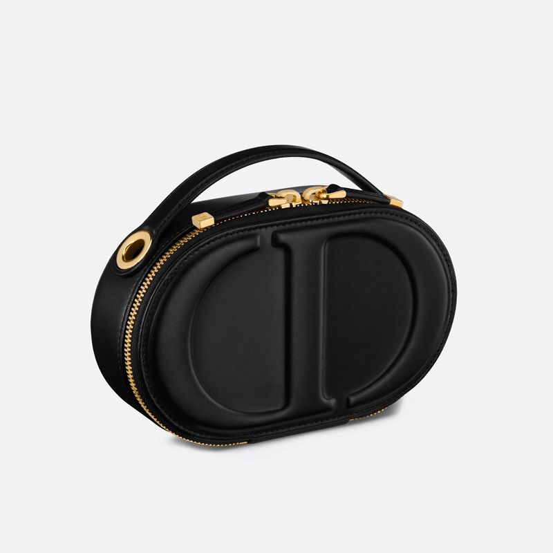 Dior CD Signature Oval Camera Bag Calfskin Black Luxury