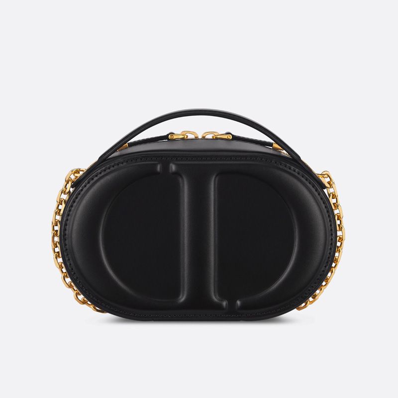 Dior CD Signature Oval Camera Bag Calfskin Black Luxury