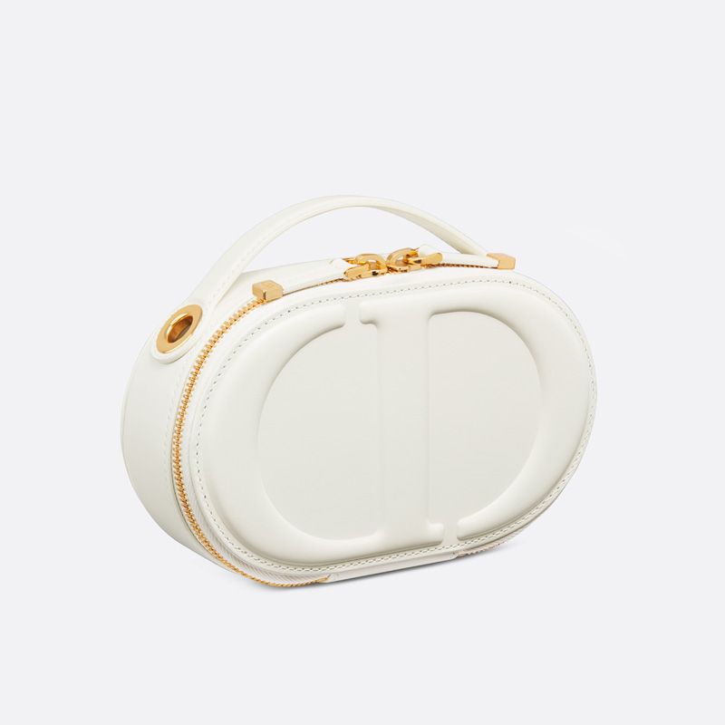 Dior CD Signature Oval Camera Bag Calfskin White Hot Sale